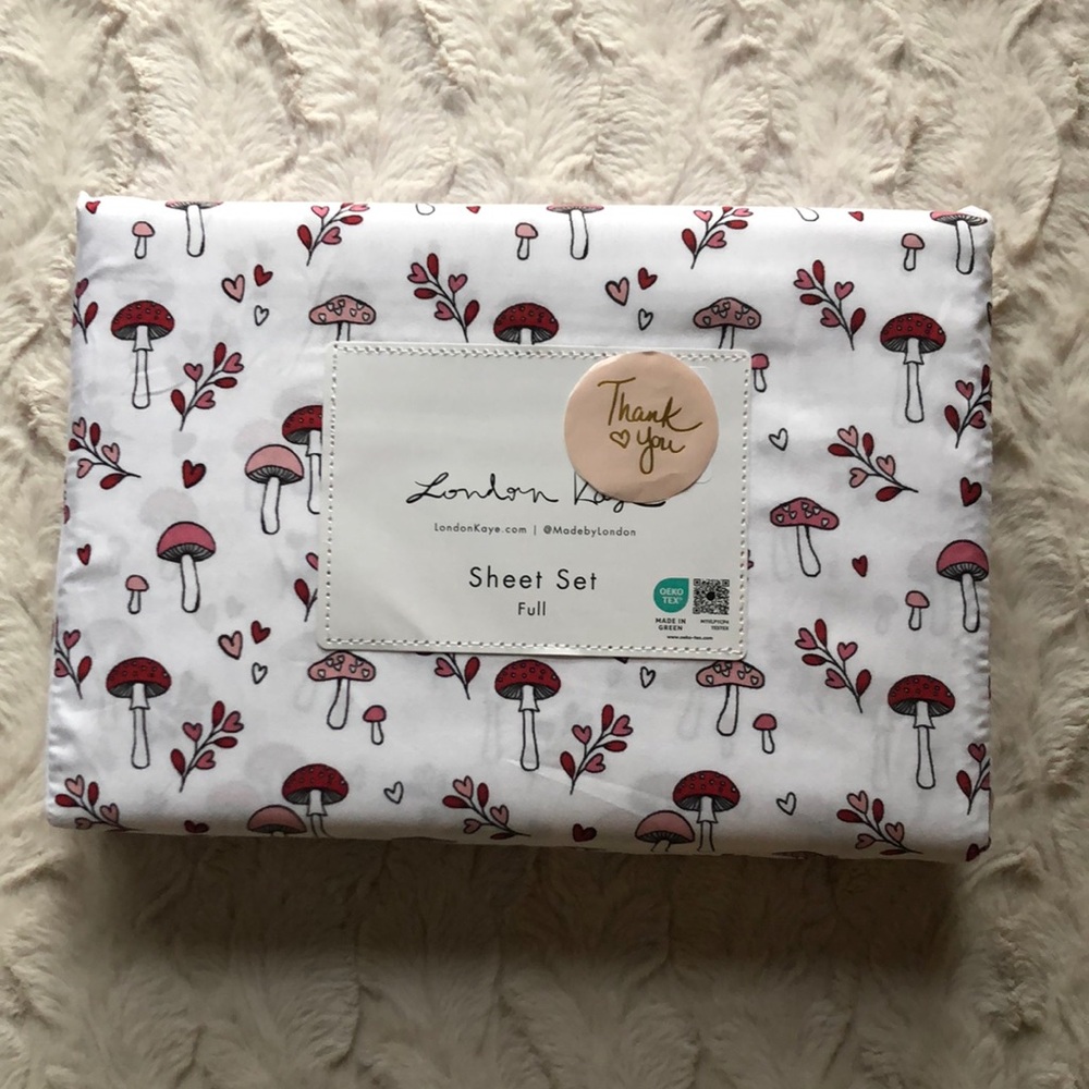 London Kaye Hearts & Mushrooms Sheet Set - FULL